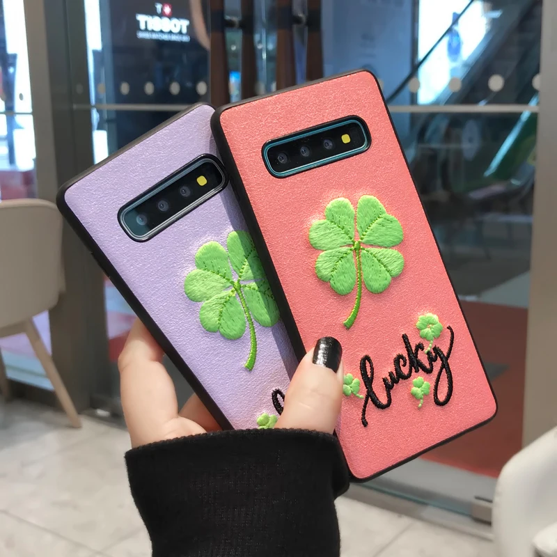 YHBBCASES чехол для телефона с вышивкой клевера s samsung Galaxy S8 S9 S10 Plus Модный мягкий