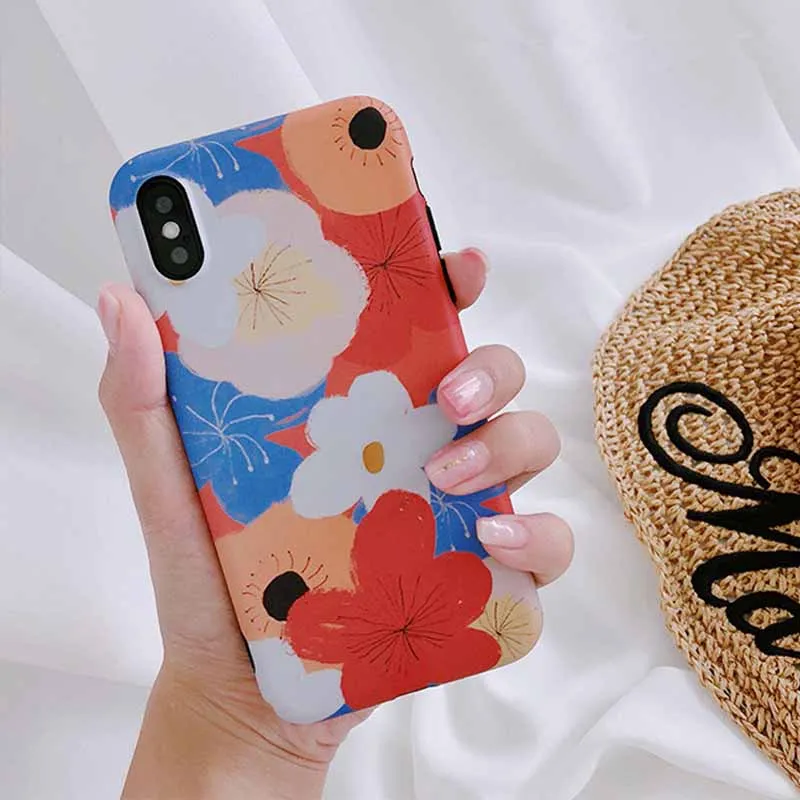 JIBAN Ins Ретро Цветы Мягкая ТУП чехол для телефона apple iphone X 6 6s plus 7 анти-капля