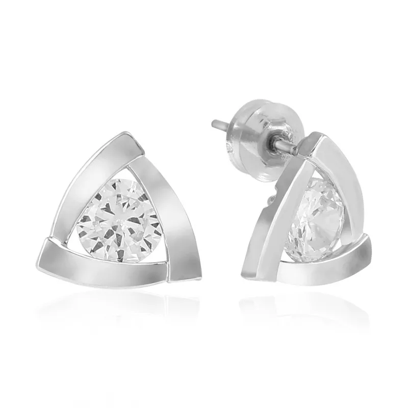 triangle silver Lureen в стиле хип-хоп золото; серебро; Сережки для мужчин Стразы Micro Pave Cz квадратной формы серьги гвоздики для женщин ювелирные изделия подарки WGEH1001 - Окраска металла: triangle silver