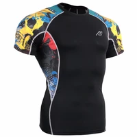 men compression t shirts printing running biking cycling sports tops short sleeve men t shirts clothing