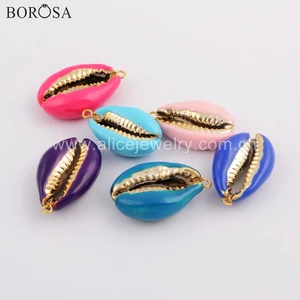 BOROSA 10PCS New Arrival Gold Color Rainbow Natural Cowrie Shell Pendant Mixed Colors Shell Charms for Necklace Jewelry WX1075 BOROSA 10PCS New Arrival Gold Color Rainbow Natural Cowrie Shell Pendant Mixed Colors Shell Charms for Necklace Jewelry WX1075