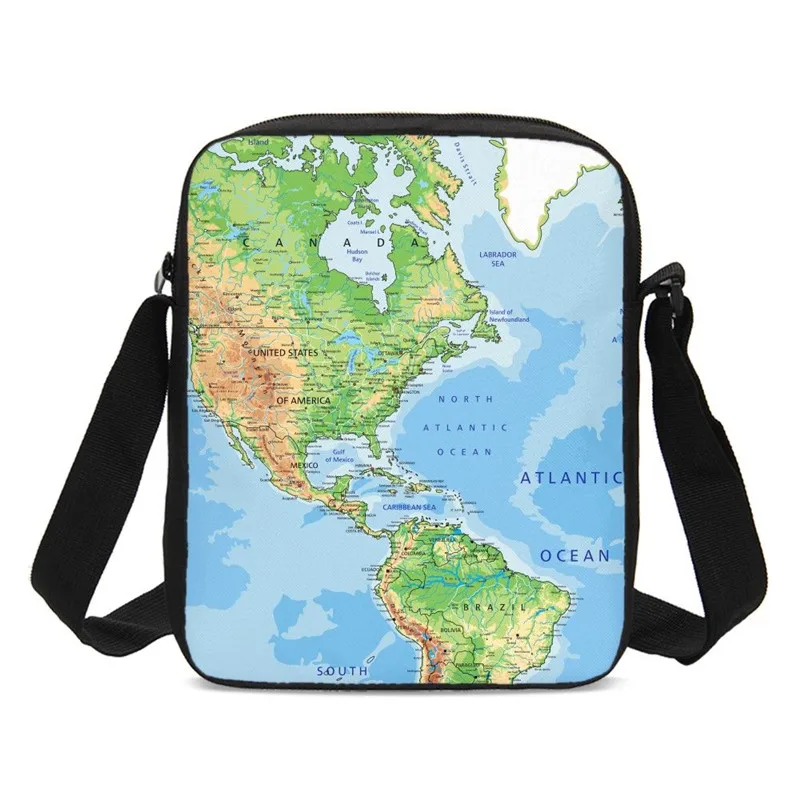 Women Messenger Bag World Map Design Print Sling Crossbody For Boys Girls Bolsos Mujer Feminina Sac Main Femme | Багаж и сумки