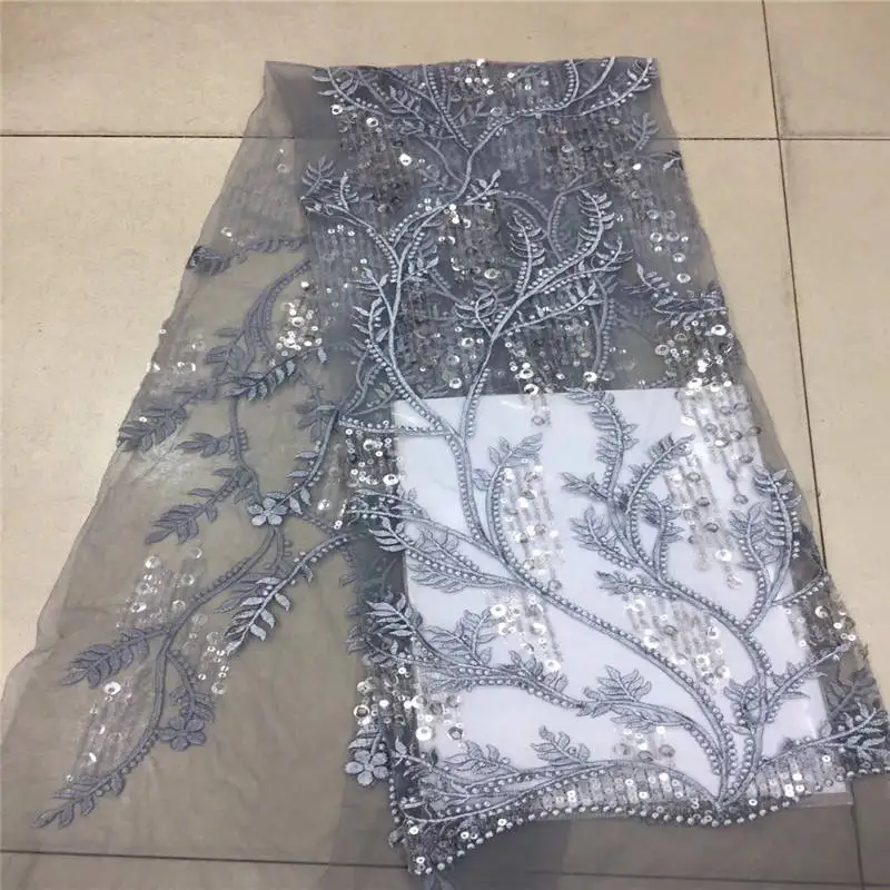 Sequins Design 2018 French African Mesh Lace Fabric High Quality Sequined Nigeria Embroidery Net Wedding Laces For Bride Dresses | Дом и сад