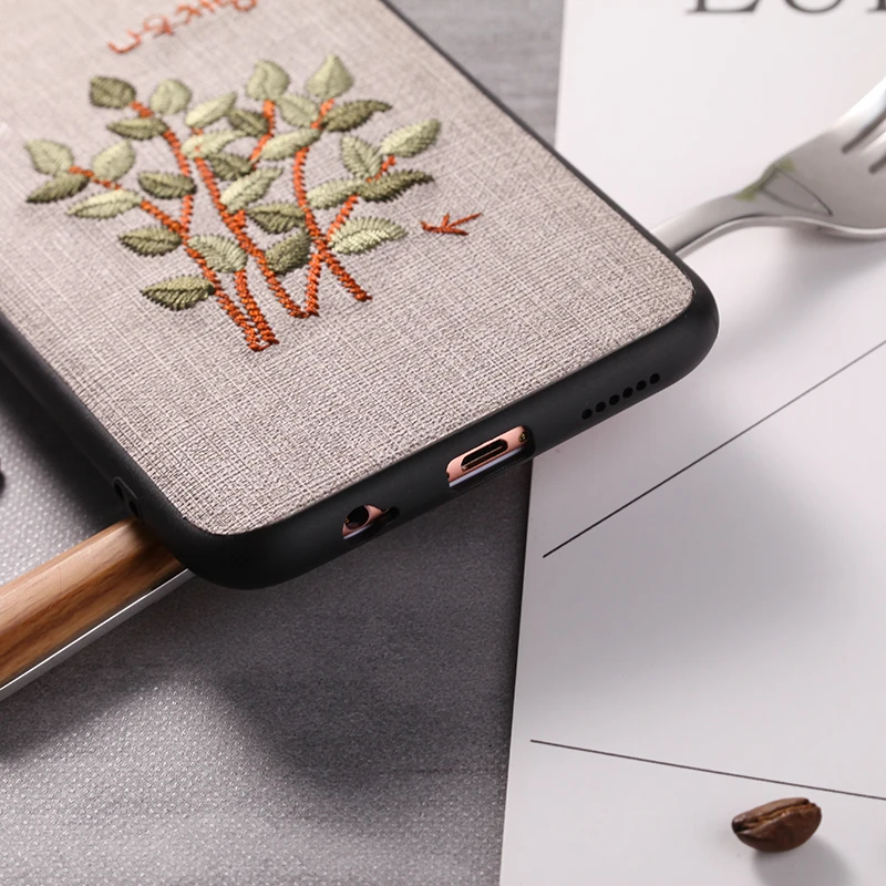 3D чехол ручной работы с вышивкой для iPhone 6 6s 7 8 Plus PC + TPU мягкие чехлы розами X