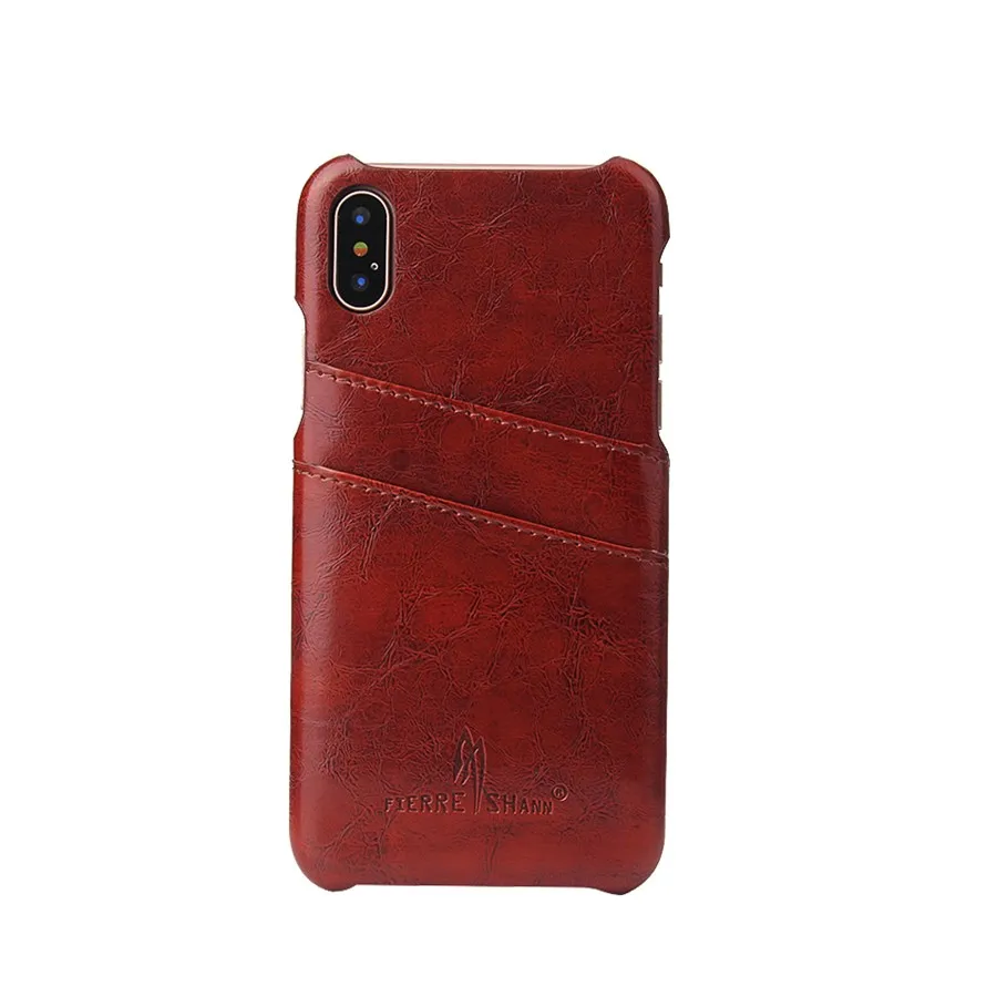 

Back Cover Case for Apple iPhone X XS XR XS Max Oil-wax Leather Handmade Coque Luxury Fundas Retro for A1901 with Card Slots