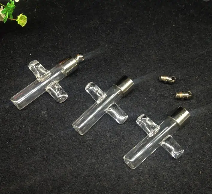 100pcs 36.5*20.5*6mm wholesale SCREW CAP cross glass vial pendant wish bottle perfume essential oil name on rice | Дом и сад