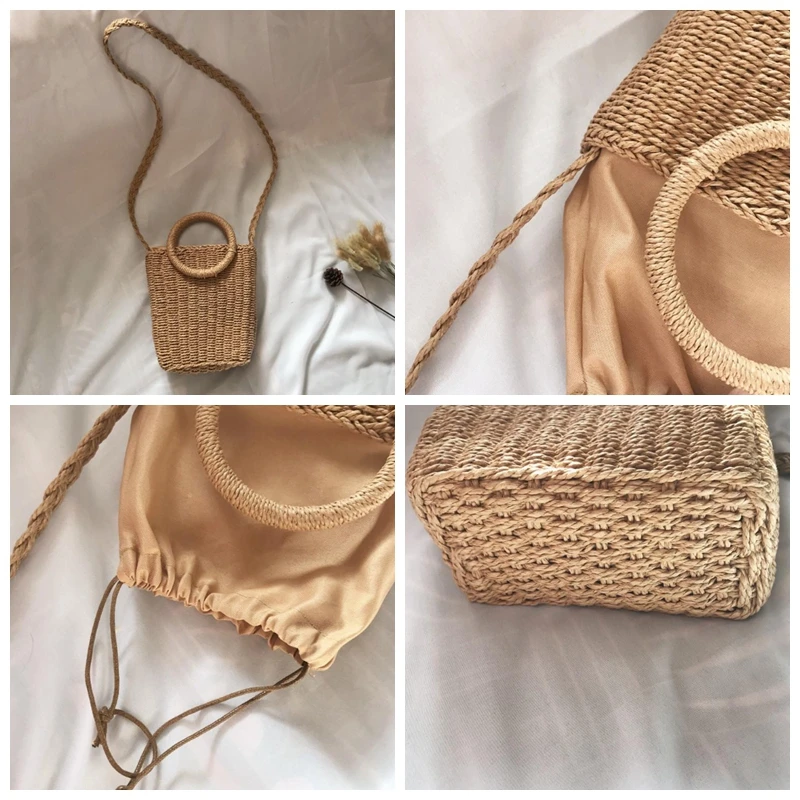 

2019 Newest Hot Summer Ladies Handmade Rattan Ring Straw Bag Woven Crossbody Beach Bags Square Handbag Bags