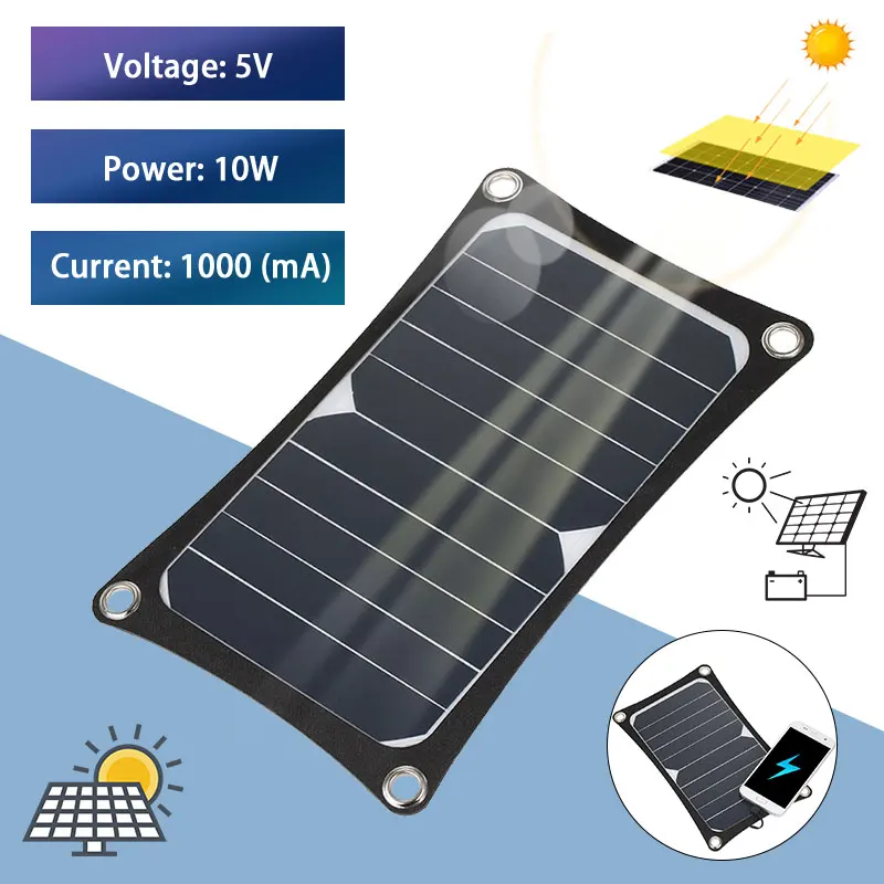 Sunpower 5 V 10 W солнечная панель 1000 mAh зарядное устройство на солнечных батареях 2A USB