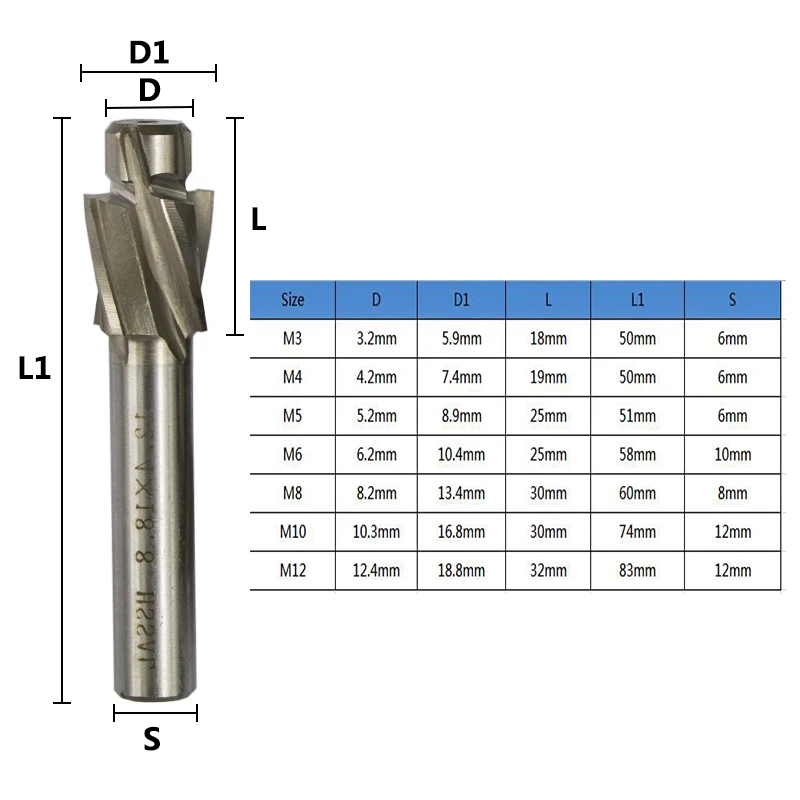 XCAN 7 шт. HSS Цековка торцевой фрезы M3.2-M12.4 пилота долбежный инструмент фреза зенковки концевые фрезы