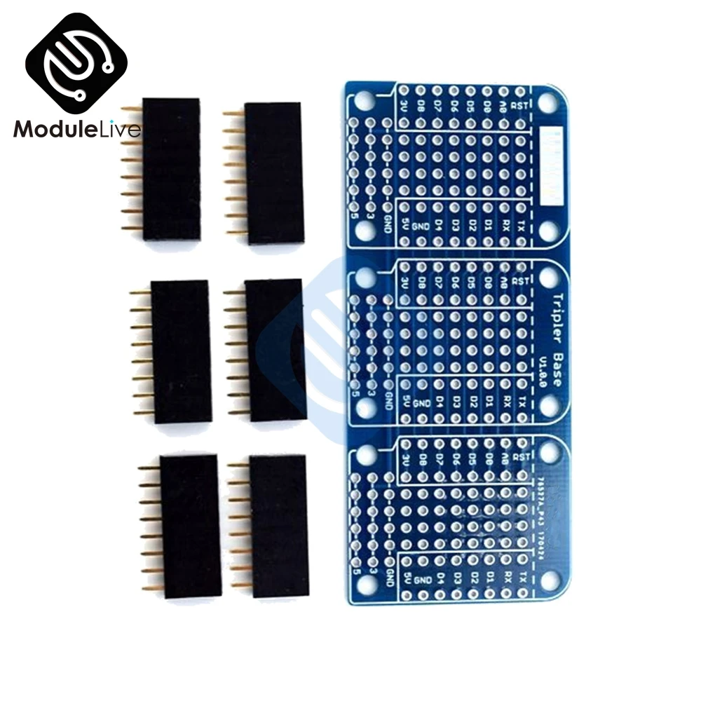 Для Wemos D1 Mini Triple Socket Triplet Basic Shield совместимая с ESP8266 макетная Базовая плата модуль