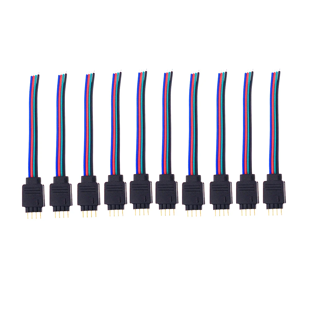 10 шт. 4 контактный Штекерный разъем кабеля размером 10*13 см для RGB smd Светодиодная