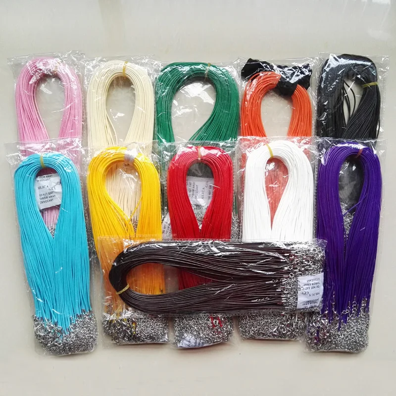 

Wholesale 1.5mm Black Wax Leather Cord Necklace Rope 45cm Chain Lobster Clasp DIY Jewelry Accessories 100pcs/lot Fast Ship