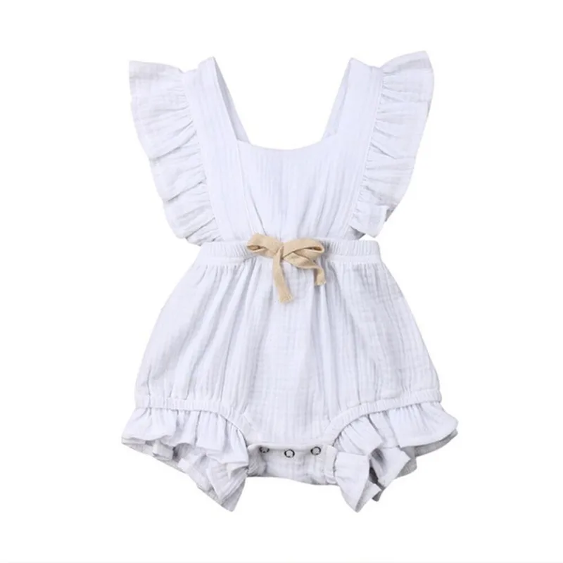 Newborn Baby Girls Ruffle Romper Backcross Jumpsuit Outfits Sunsuit Infants Clothes Solid Color Rompers |