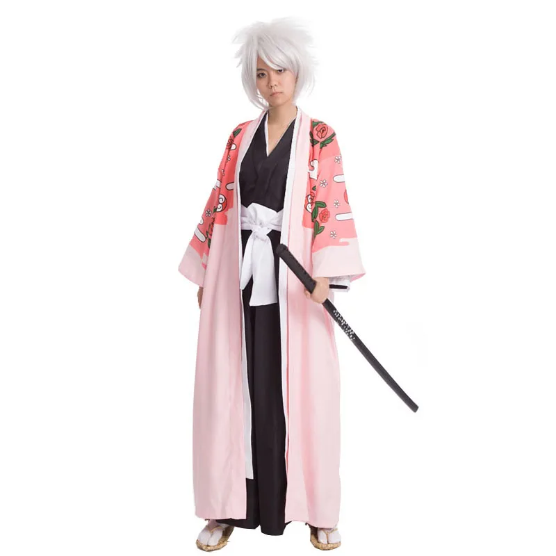 Cape Black Set Bleach косплей 8th Division капитан кюраку шунсуи плащ унисекс розовый плащ Шинигами кимоно Куросаки Ичиго черный топ брюки - Цвет: Cape Black Set