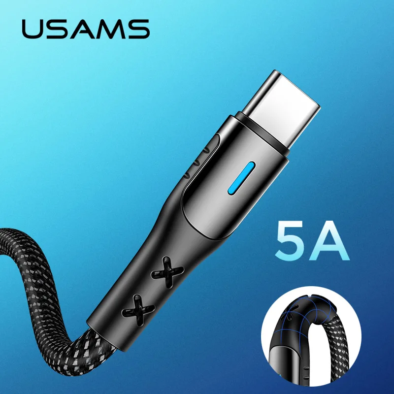 USAMS 5A Type C кабель для Huawei Mate 20 Pro P20 Lite Supercharge USB быстрой зарядки передачи данных
