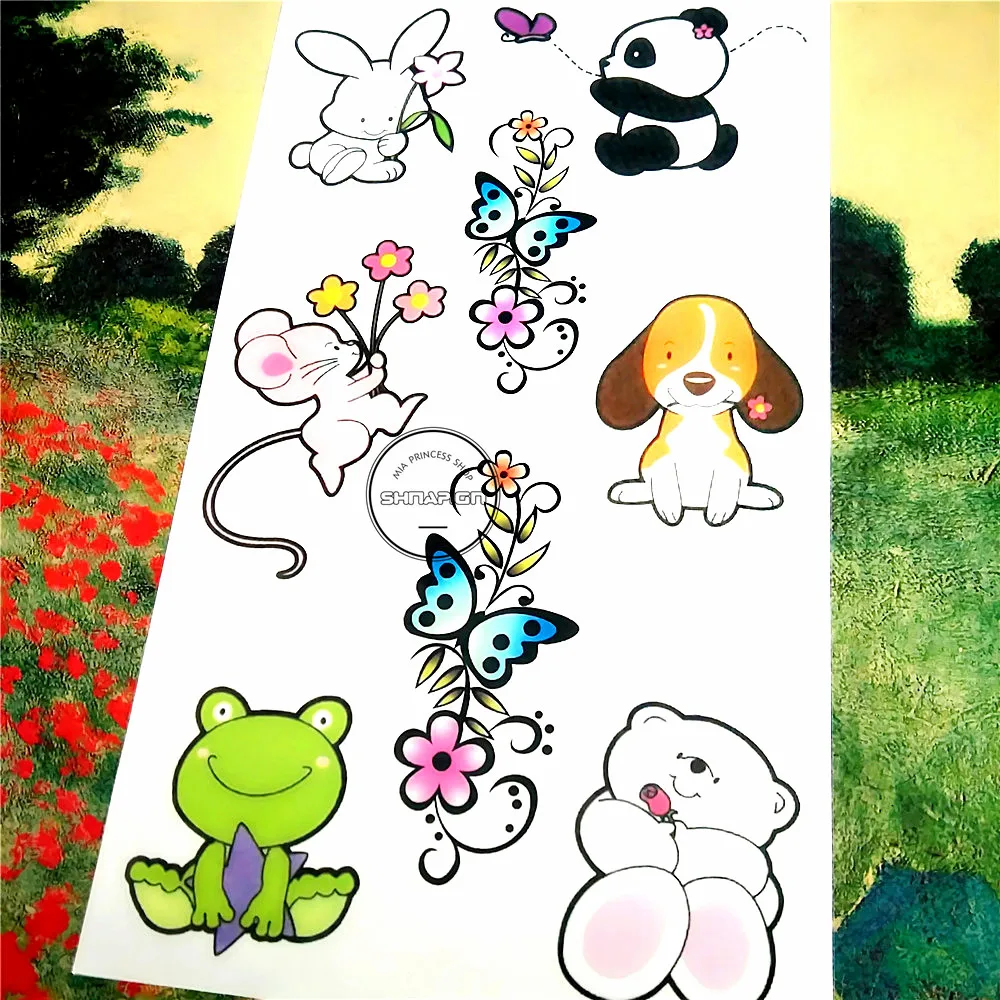 Nu TATY панда Зоопарк Животные Дети временное боди арт вспышка Татуировка наклейка