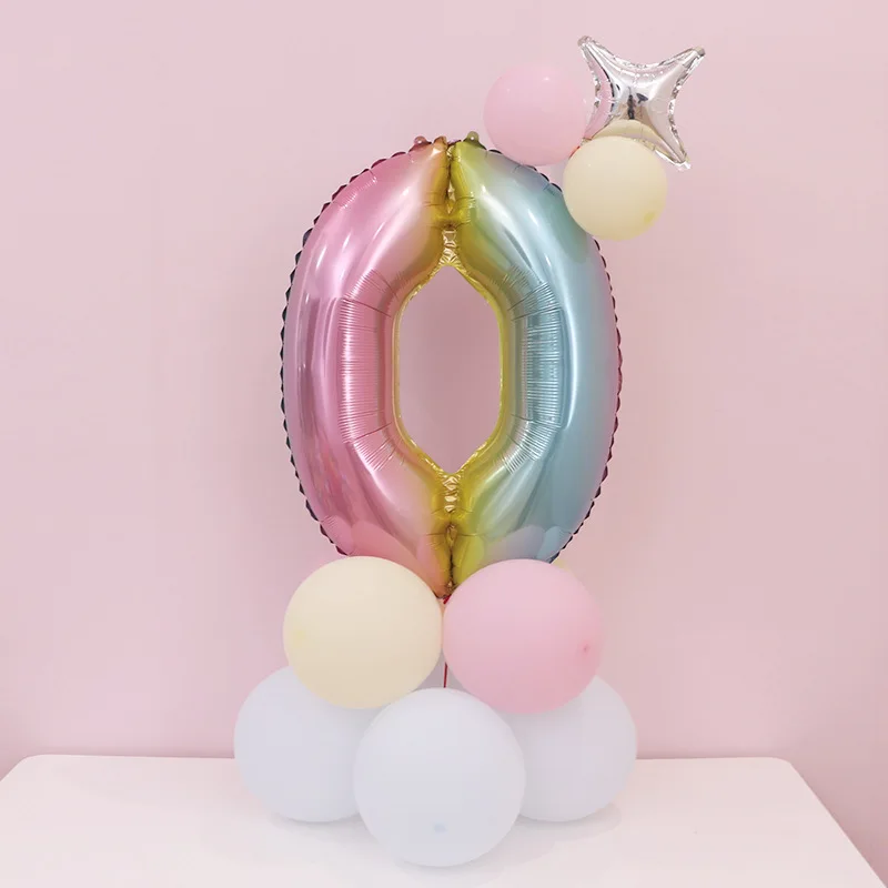 Multicolor 0 Шары с цифрами, украшения для дня рождения, Детские шары, цифры из фольги, баллон для детей 1, 2, 3, 4, 5, 6, 7, 8, 9 лет, Веселый балон для мальчиков и девочек - Цвет: Multicolor 0