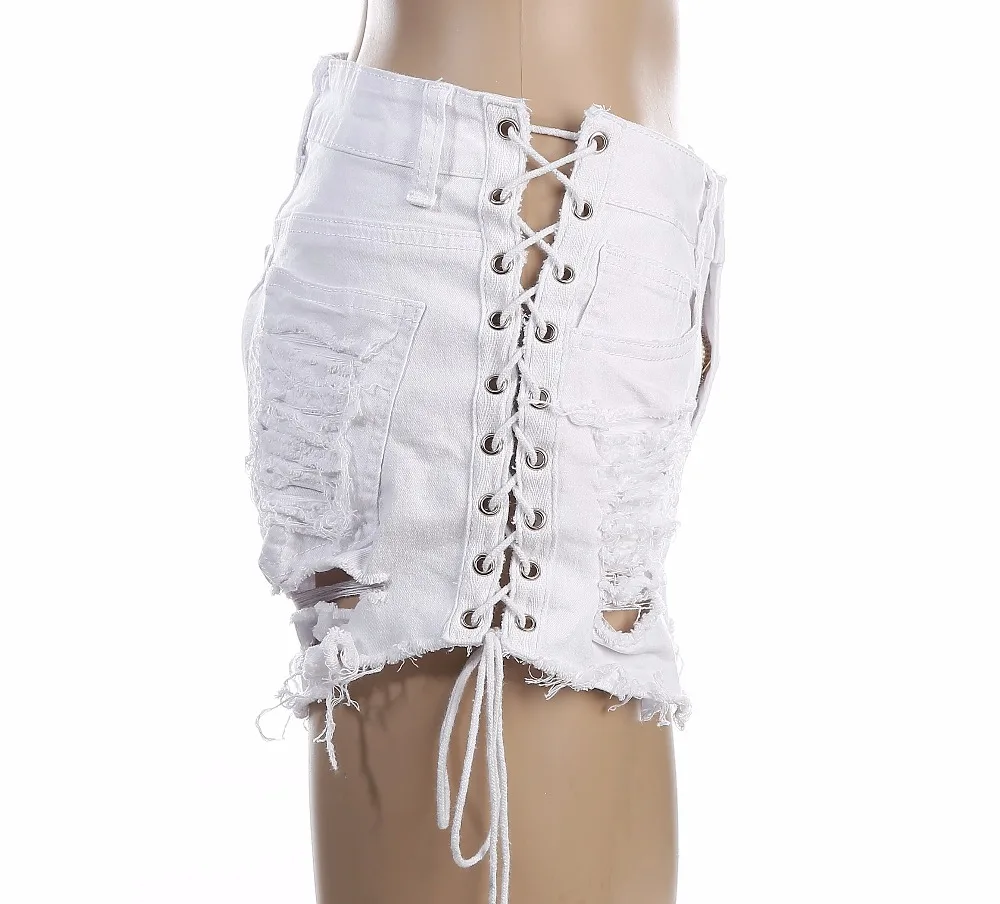 Шорты женские джинсовые с завышенной талией свободные пикантные рваные короткие