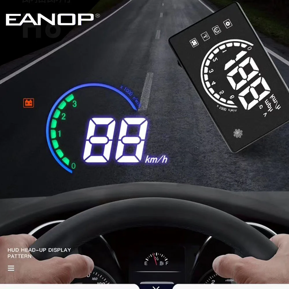 EANOP A08 HUD Head дисплей Автомобильный спидометр OBD II скоростной проектор для