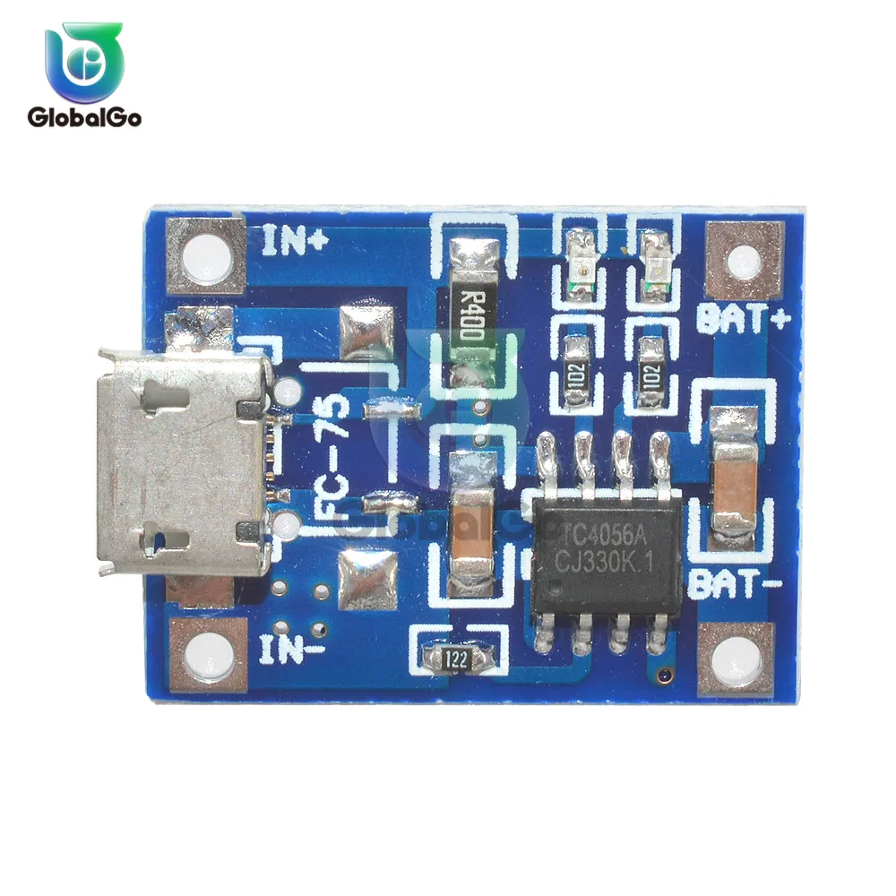 2 шт./лот Micro USB 5 V 1A 18650 TP4056 литиевый модуль зарядного устройства аккумулятора