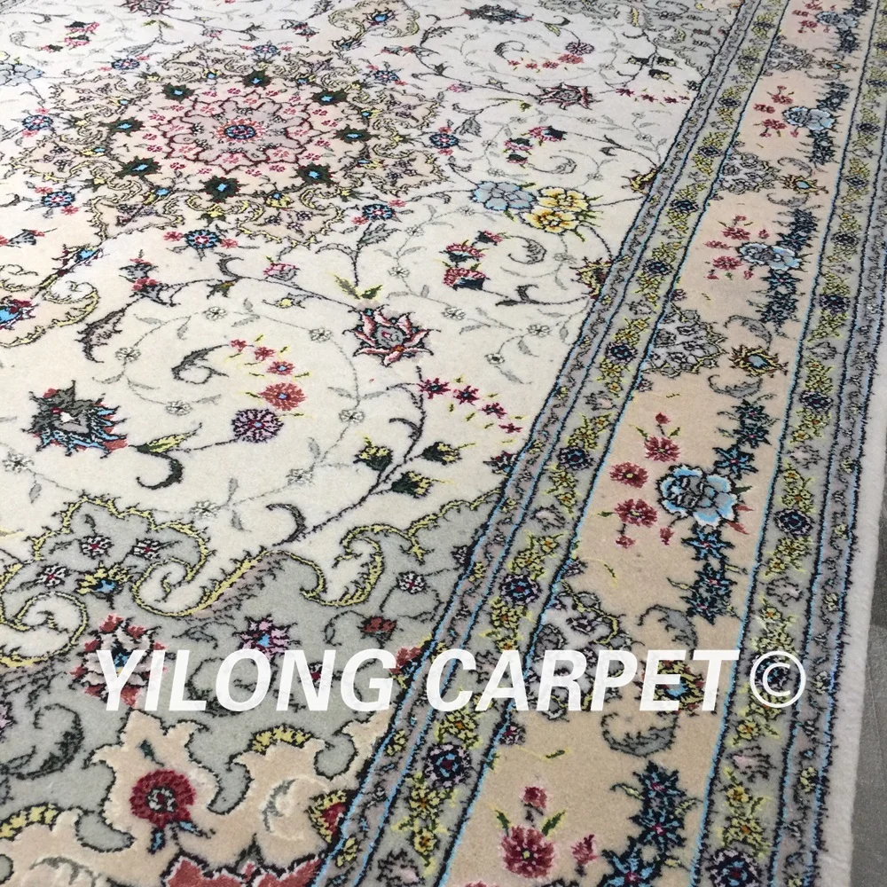 Yilong 4 'x 6' китайские красивые цветы ручной работы с узлом Украшение шерстяной