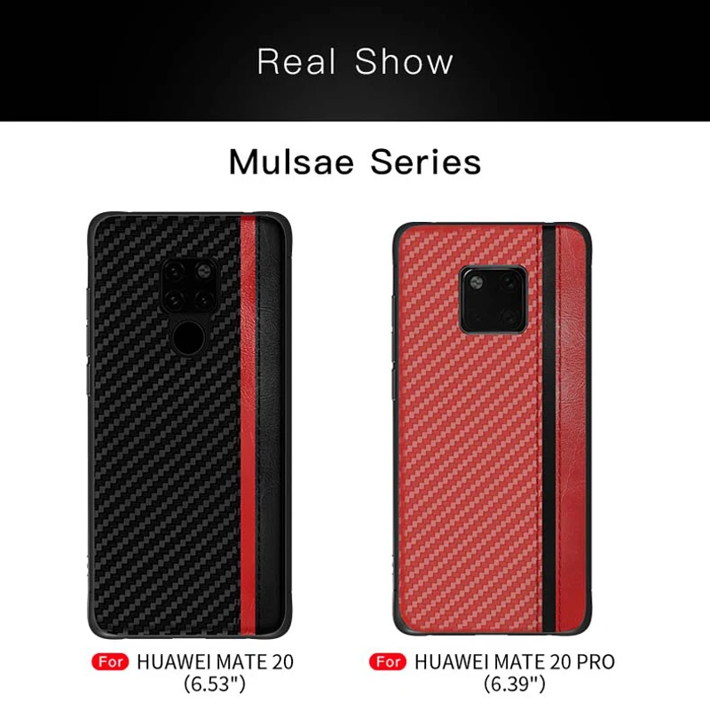 Кожаный чехол для Huawei Mate 20 Pro оригинальный защитный из углеродного волокна Vpower