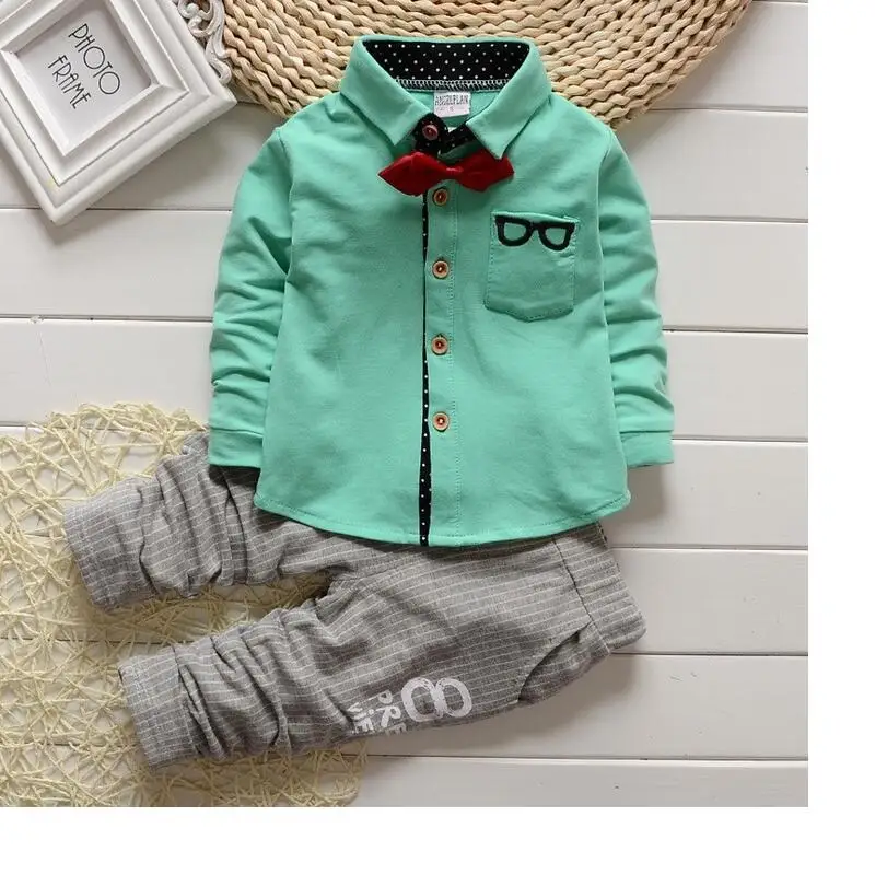 

DIIMUU 2PC Winter Toddler Baby Boy Kid Gentleman Clothes Children Fahion Bow Tie Long Sleeve Outfits Suits Set Shirts + Trousers