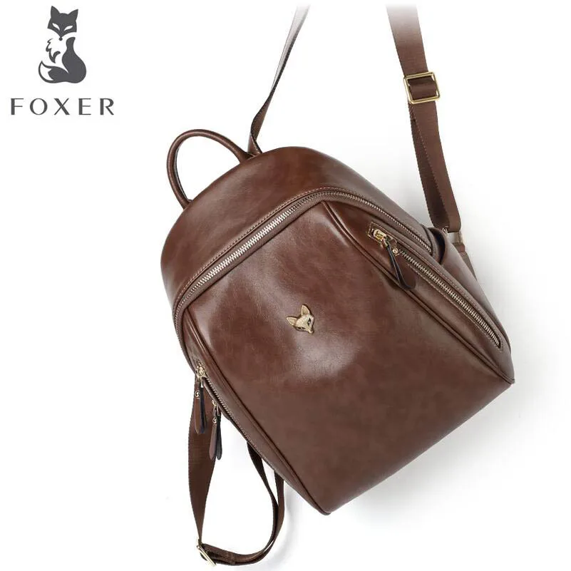 FOXER новая кожаная сумка простая дикая дорожная сумка первый слой кожаный маленький женский рюкзак