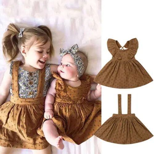 2019 Baby girl summer Flower Print sibling matching Suspender Dress Princess overall for Kid clothes toddler Children | Детская одежда