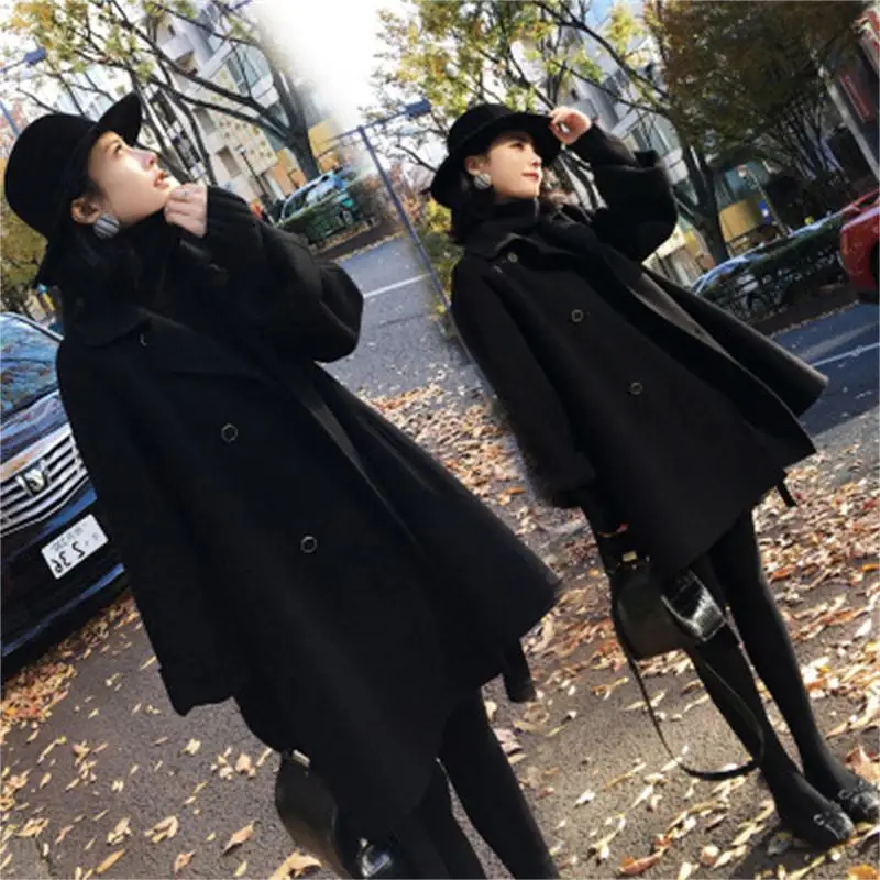 

Женское шерстяное пальто, весна-осень 2019, женское двубортное длинное шерстяное пальто в европейском и американском стиле, MS