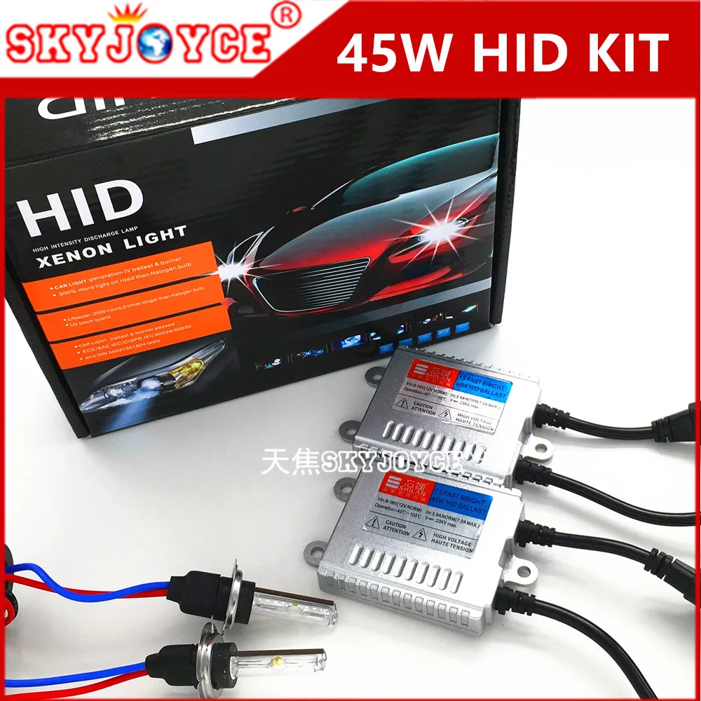 Быстрый Яркий ксеноновый комплект hid H7 H8 H11 880/1 H27 9005 9006 H3 H1 конверсионный 45 Вт 3000K