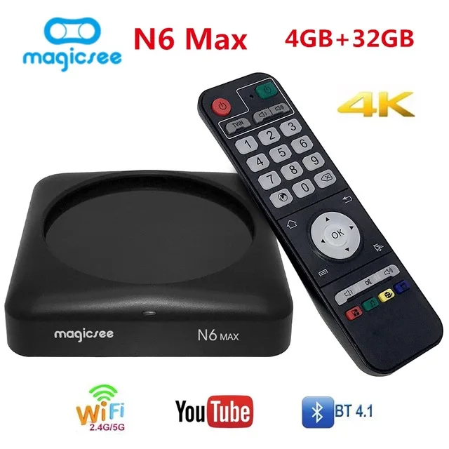 Magicsee N6 Max RK3399 Android 7 1 ТВ коробка 4 ГБ 32 Rom 2 + 5G Dual Wifi 1000M LAN Bluetooth Smart BOX 4K Декодер каналов