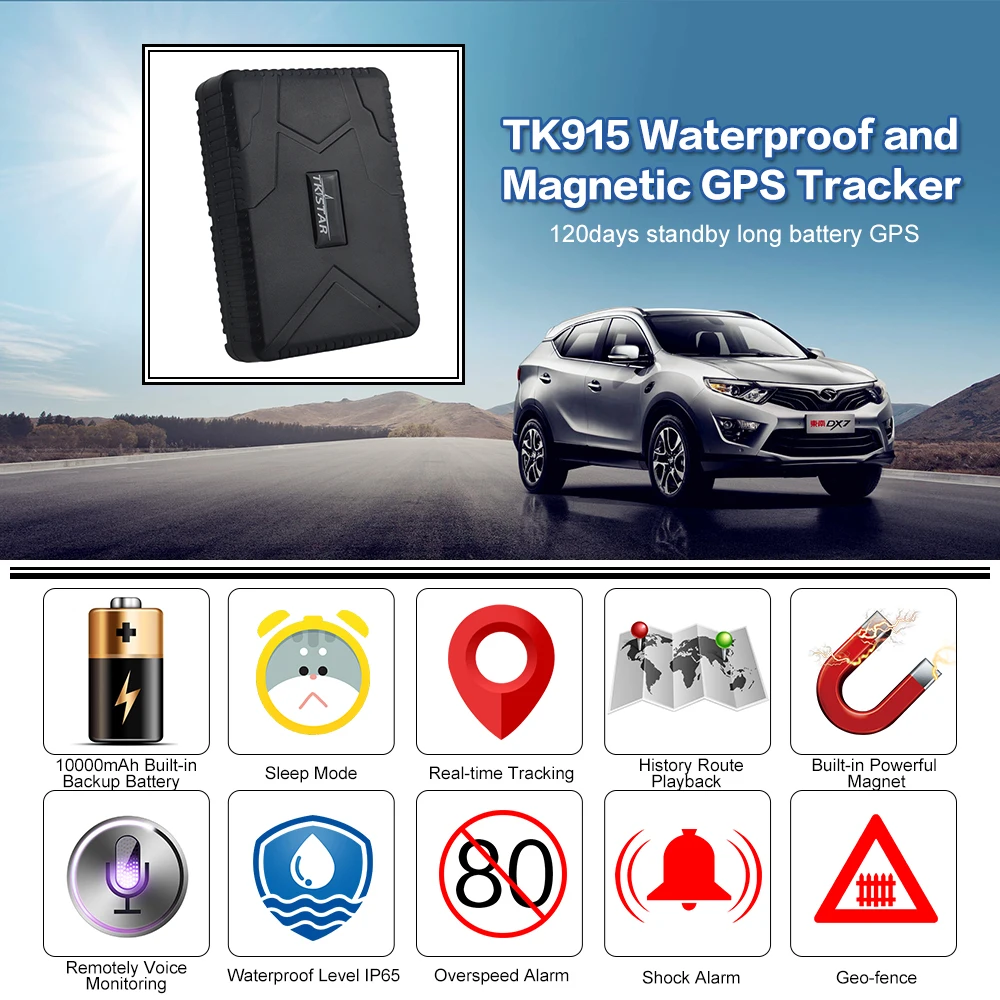 Автомобильный GPS трекер TKSTAR TK915 локатор для грузовика с магнитной сигнализацией