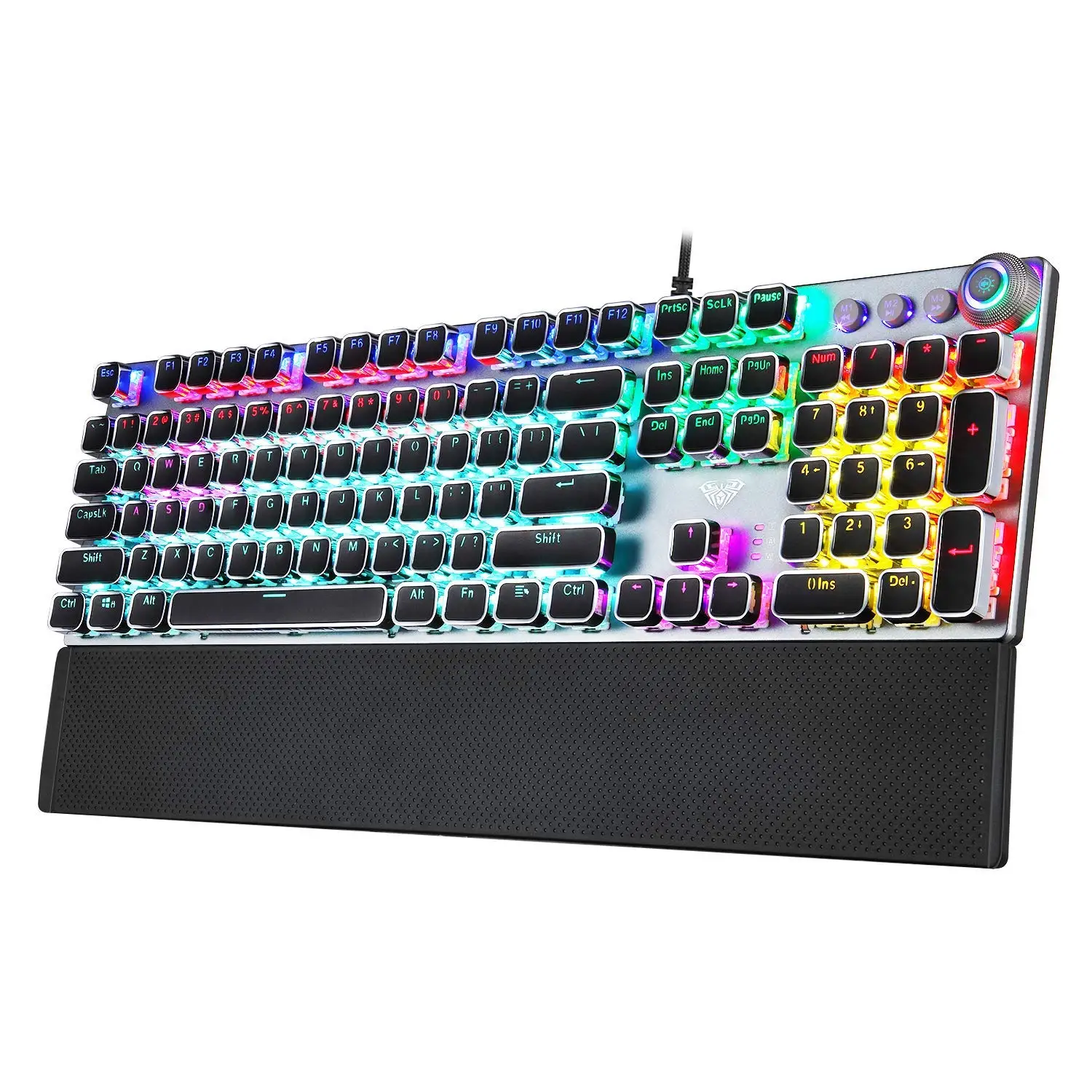 Игровая механическая клавиатура с RGB подсветкой, плакированная клавиша с подсветкой, анти-ореолы, макро-клавиши для настольного ноутбука+ поддержка запястья