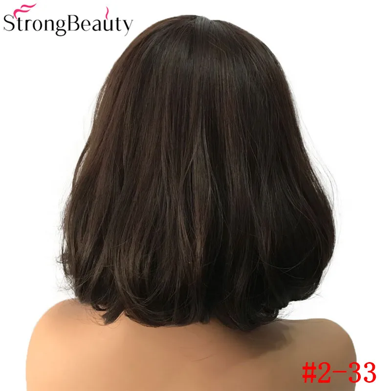 StrongBeauty короткие синтетические парики боб волосы черный/темно-коричневый с челкой натуральный женский парик