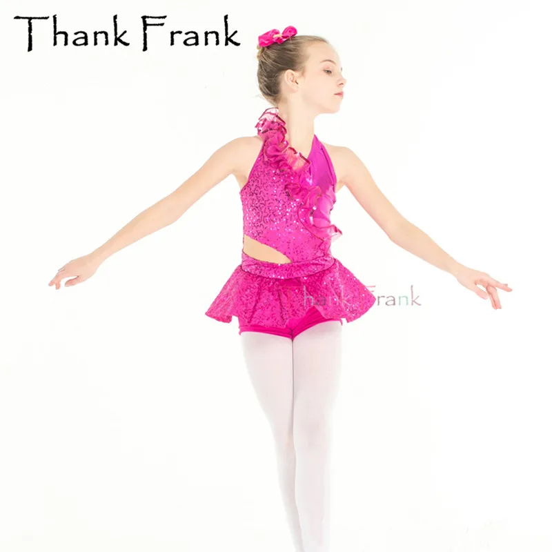 Rose Red Sequin Ballet Costume For Kids Adult Girls Women Backless Sexy Practice Dance Dress Shiny Professional Stage Wear C469 |