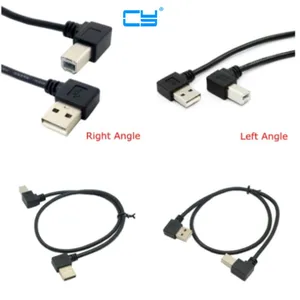 Правый и левый угол, USB 2,0 A папа на USB B папа Тип B BM, сканер для принтера под прямым углом 90 градусов, кабель 50 см 100 см BM, Угловой кабель