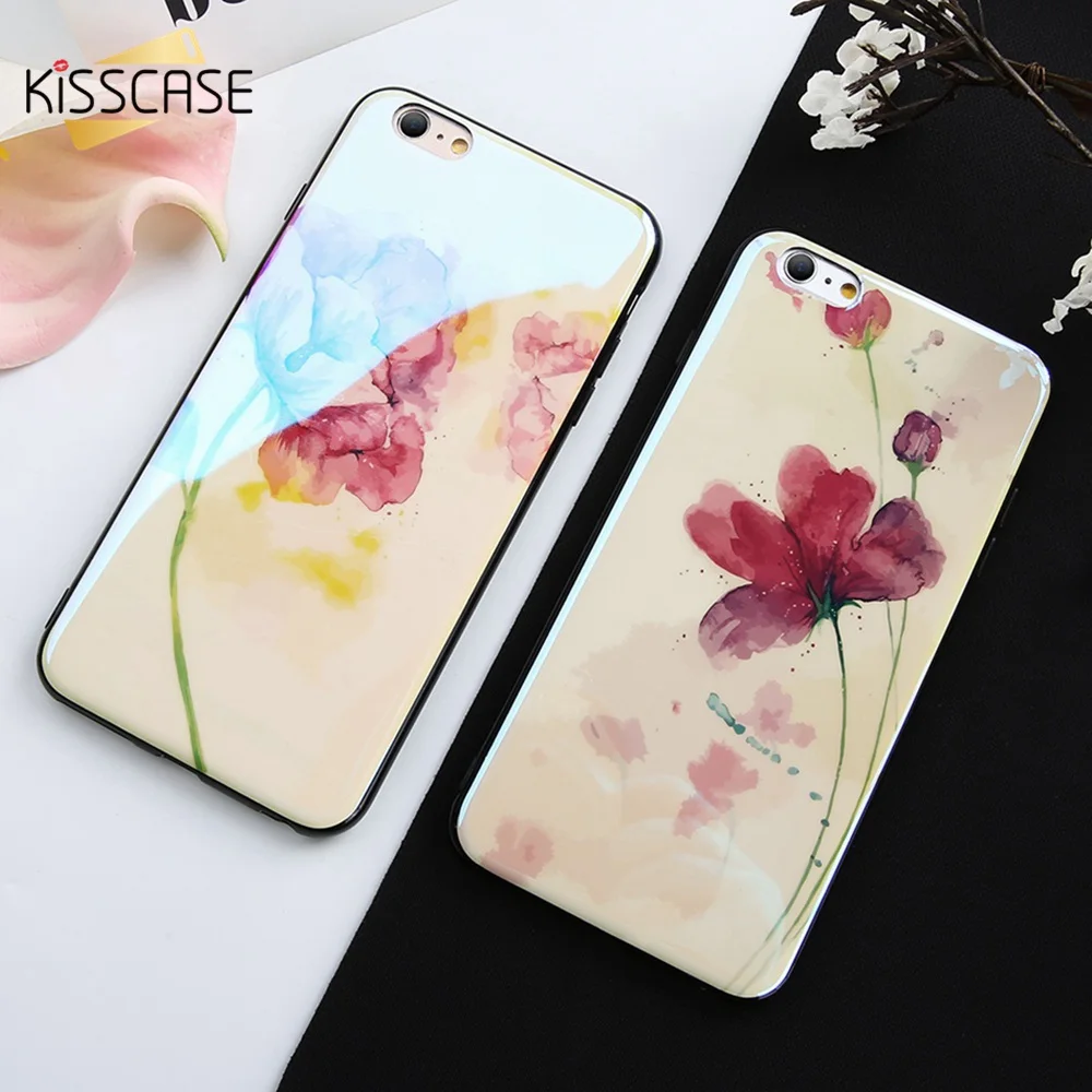 Чехол KISSCASE с милым цветком для iPhone 6 6S Plus 7 8 высококачественный мягкий зеркальный