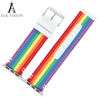 pride rainbow nylon watchband strap for apple watch straps canvas band for iwatch 321 38mm 42mm belt bracelet for smart watch