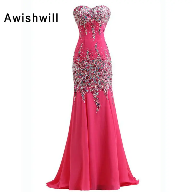 Женское вечернее платье шифоновое длинное Русалка с бисером выпускного вечера