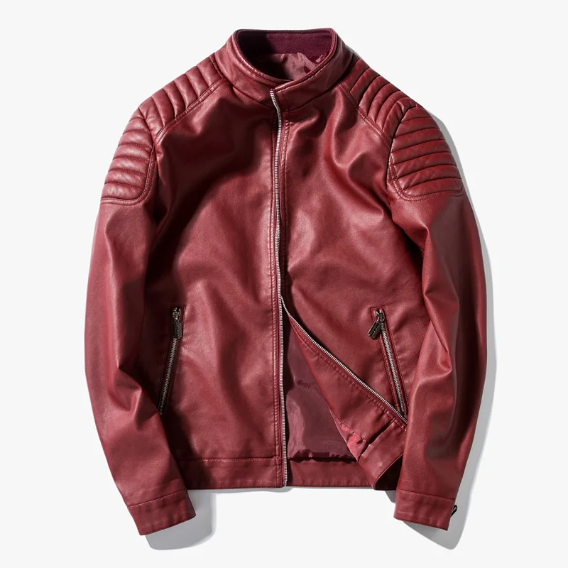 

New PU Leather Slim Jacket Men's Leisure Leather Vintage Retro Moto Jacket Washed Motorcycle Leather Jacket Coat Size M-3XL