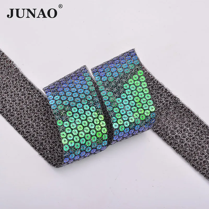 Green AB JUNAO 36 мм зеленая AB лента с блестками швейная блестящая отделка блестки аппликация Кристалл окантовка кружевная ткань стразы цепь для DIY платья - Цвет: Green AB