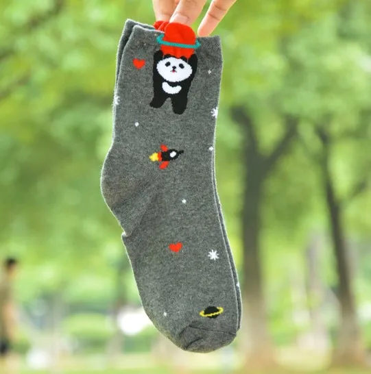 15 4 пары, Женские Короткие Носки с рисунком медведя, кролика, утки, Kawaii, теплые зимние хлопковые носки, милые женские повседневные носки, женские носки - Цвет: 15