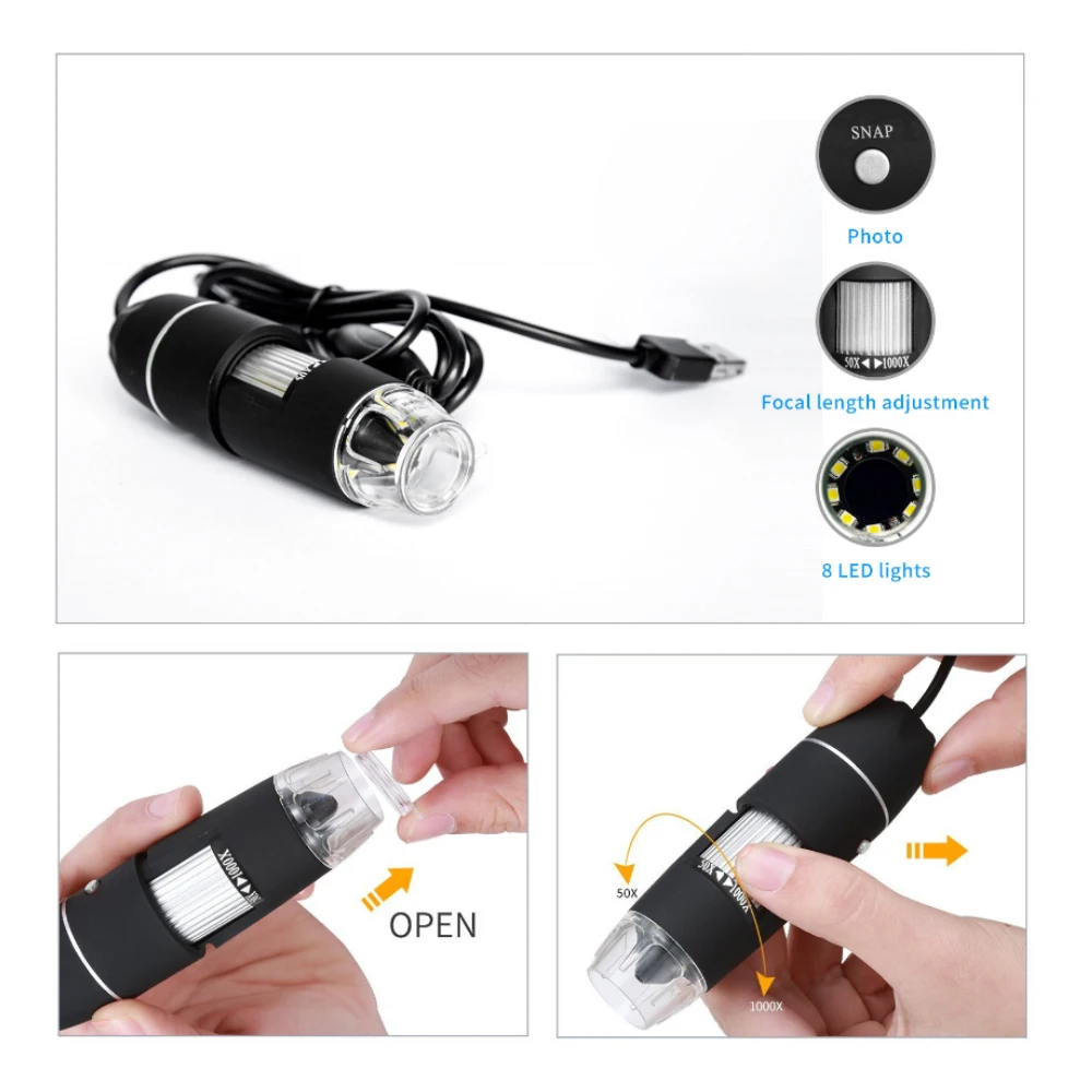 Chanseon 500X/1000X 8 светодиодный цифровой Биологический микроскоп USB эндоскоп камера