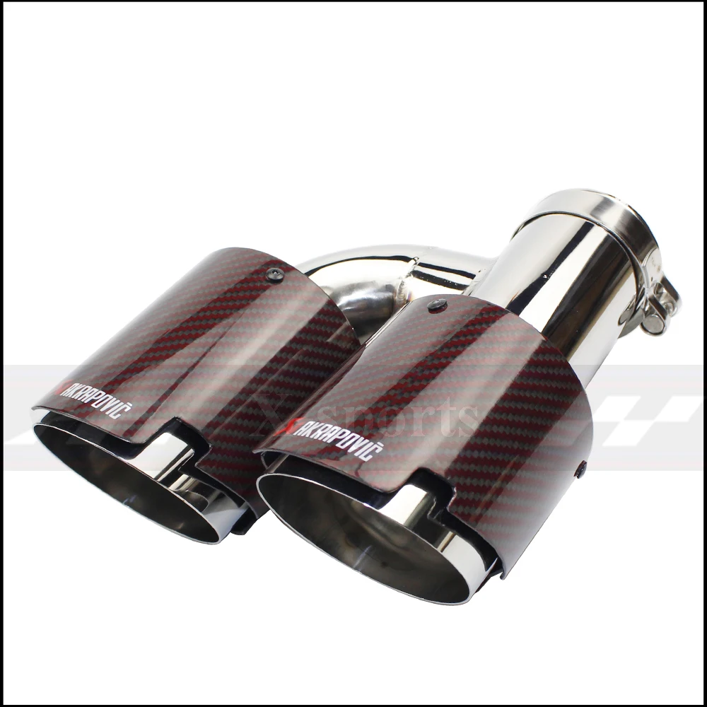 Akrapovic красный глянцевый автомобильный глушитель из углеродного волокна наконечник выхлопной трубы Универсальный h образный 4 слота нержавеющая Серебро