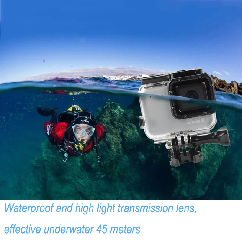 Водонепроницаемый корпус для GoPro Hero 7 белый серебристый защитный чехол дайвинга