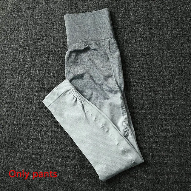 Gray pants 2 шт./компл. Йога Комплект спортивная одежда эффектом деграде(переход от темного к спортивный бюстгальтер Бесшовные Леггинсы спортивный костюм Для женщин Фитнес набор для ношения при активном образе жизни - Цвет: Gray pants
