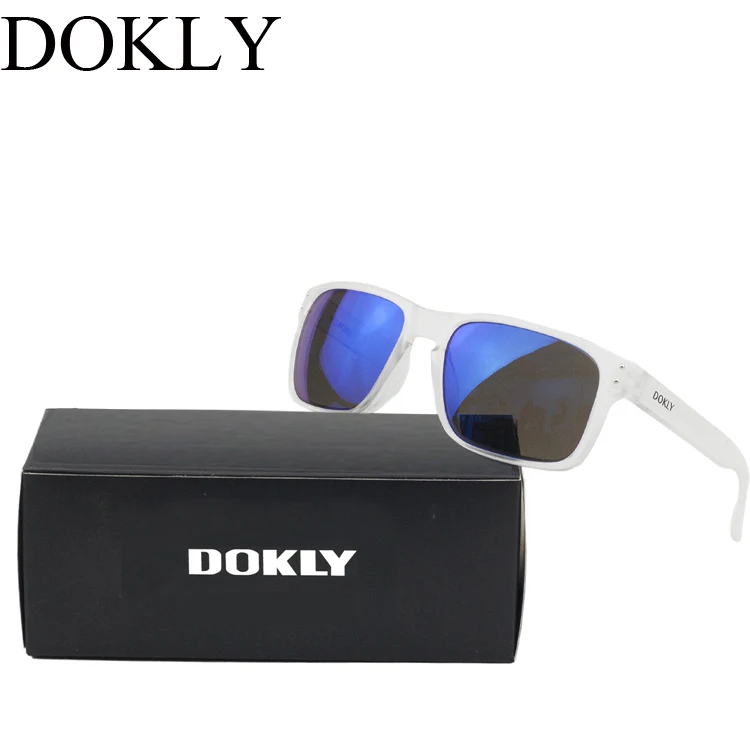 Dokly, прозрачная оправа и синие линзы, солнцезащитные очки для женщин, светоотражающее покрытие, квадратные солнцезащитные очки для женщин, фирменный дизайн