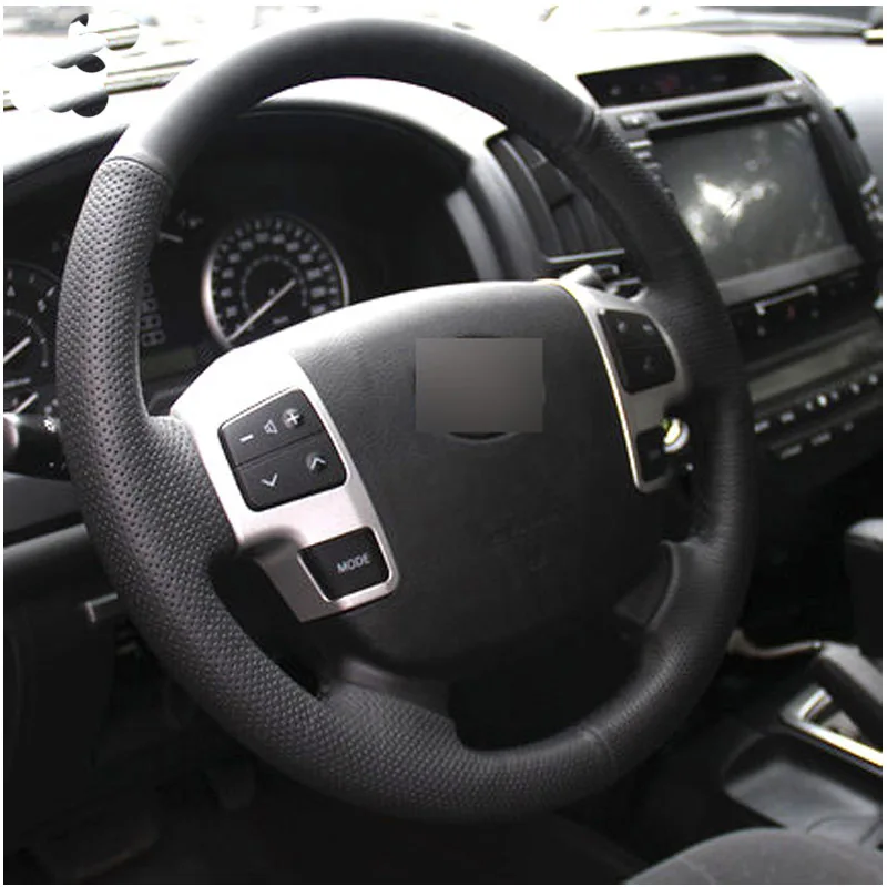Черная кожаная ручная крышка рулевого колеса автомобиля для Toyota Land Cruiser 2008-2015 -