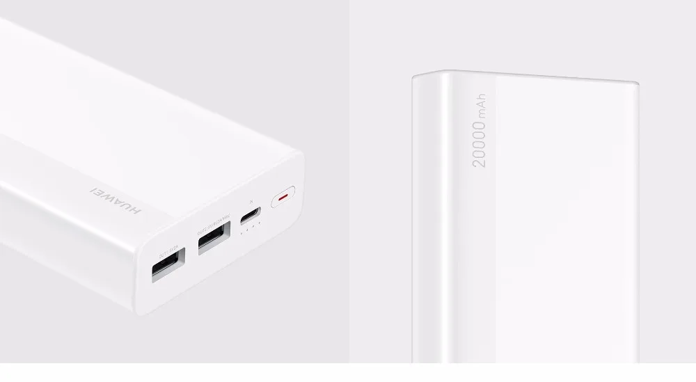 Новейший мобильный внешний аккумулятор HUAWEI с 20000 мАч, входом type-C с двойным USB-A, выходное зарядное устройство, большая емкость, макс. 18 Вт